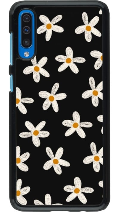 Samsung Galaxy A50 Case Hülle - Easter 2024 white on black flower