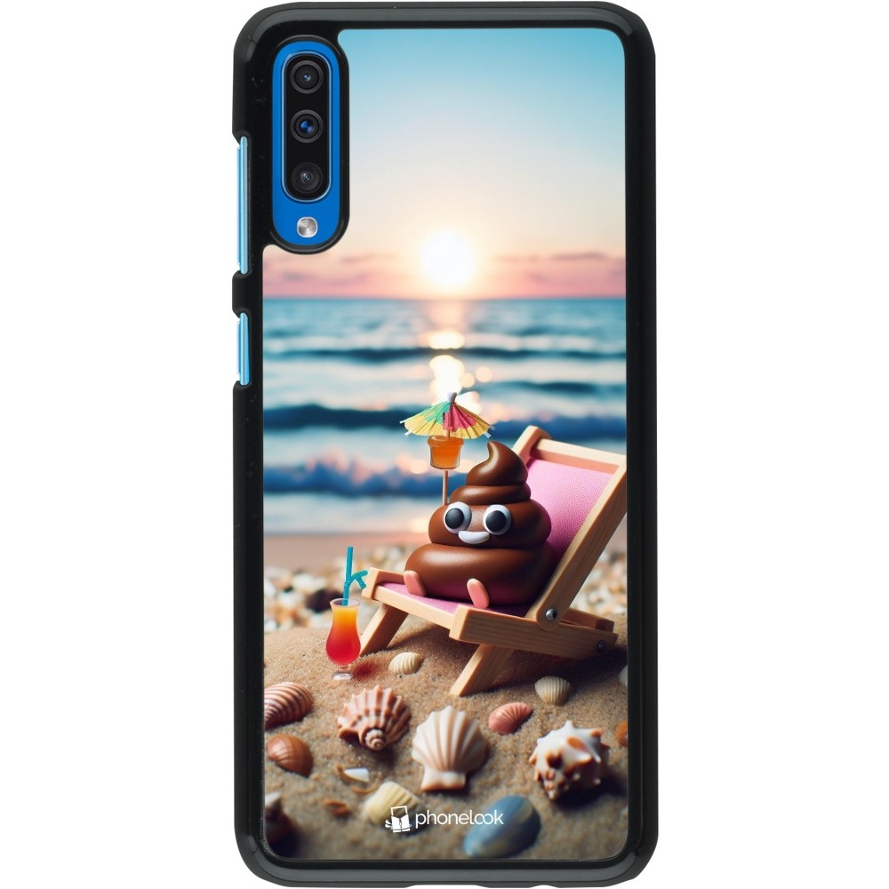 Samsung Galaxy A50 Case Hülle - Kackhaufen Emoji auf Liegestuhl