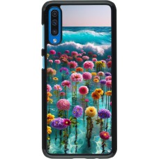 Samsung Galaxy A50 Case Hülle - Blumenmeer Wellen