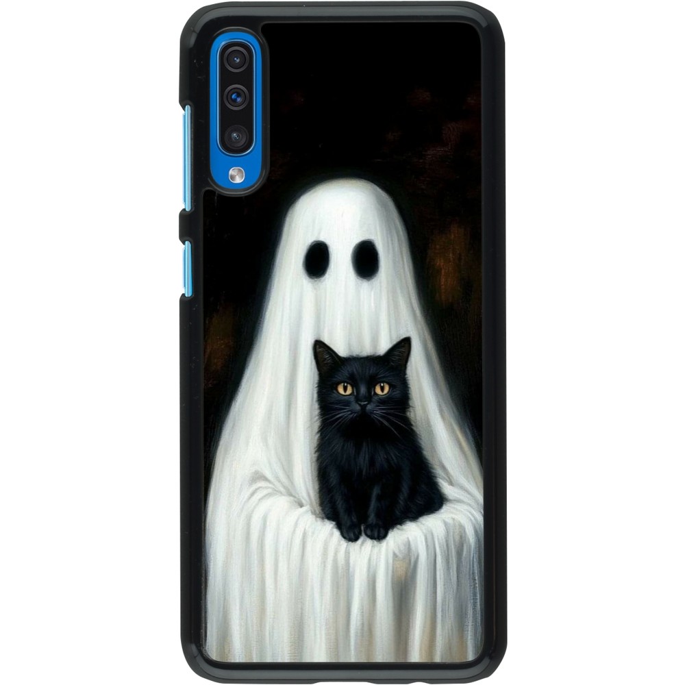 Coque Samsung Galaxy A50 - Halloween 2025 Ghost with black cat