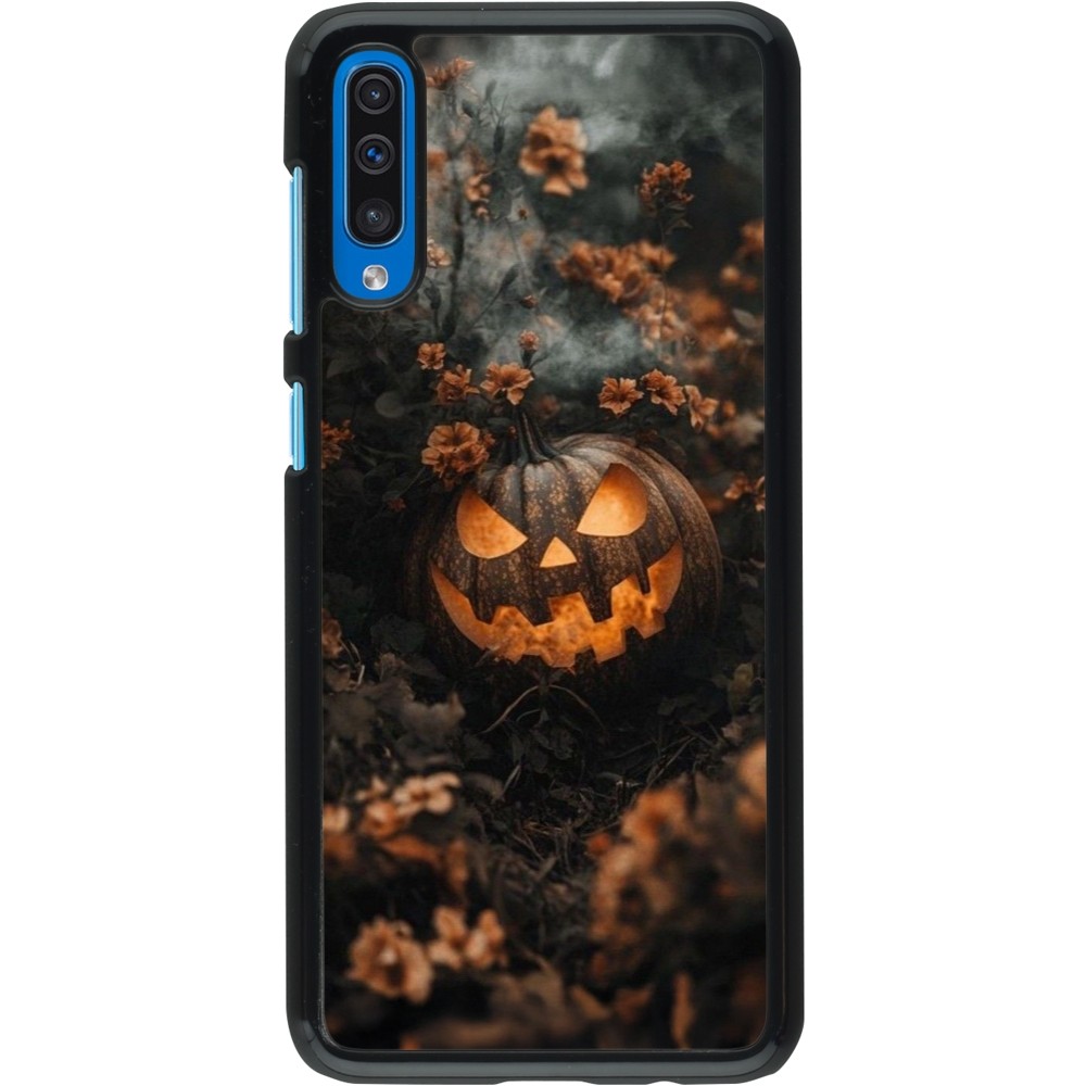 Coque Samsung Galaxy A50 - Halloween 2025 Pumpkin with flowers