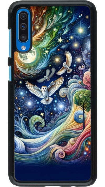 Coque Samsung Galaxy A50 - hibou volant floral