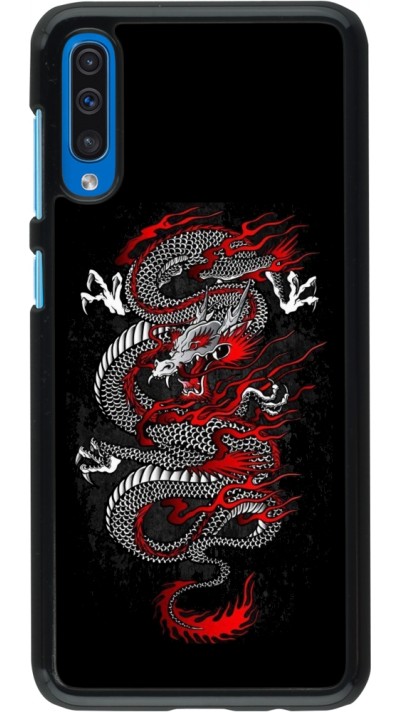 Samsung Galaxy A50 Case Hülle - Japanese style Dragon Tattoo Red Black