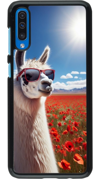 Samsung Galaxy A50 Case Hülle - Lama Chic in Mohnblume