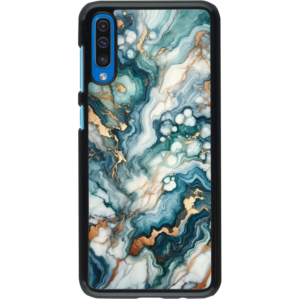 Samsung Galaxy A50 Case Hülle - Grüner Blauer Goldener Marmor