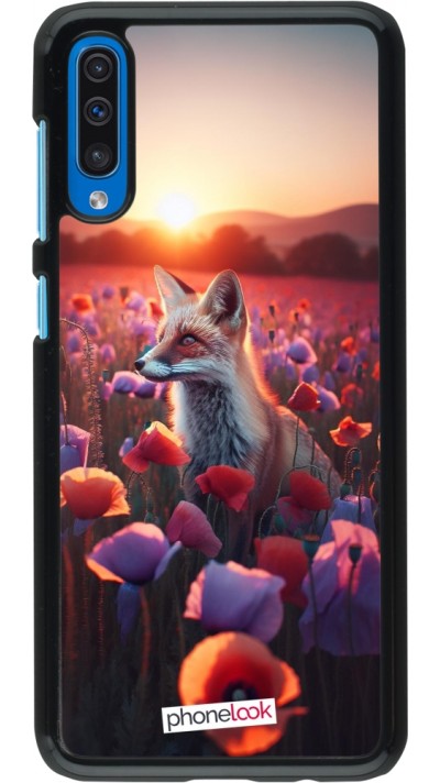 Samsung Galaxy A50 Case Hülle - Purpurroter Fuchs bei Dammerung