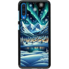 Samsung Galaxy A50 Case Hülle - Verschneites Bergdorf am See in der Nacht