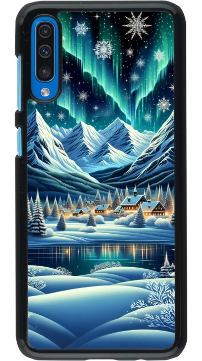 Coque Samsung Galaxy A50 - Snowy Mountain Village Lake night