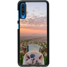 Samsung Galaxy A50 Case Hülle - Cow with tulips Spring 2026
