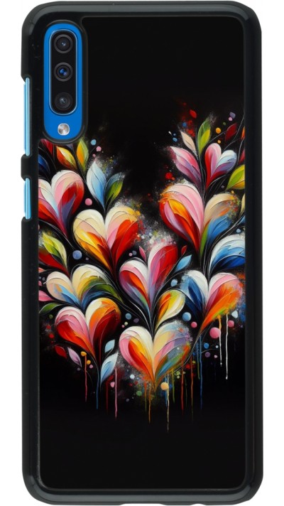 Coque Samsung Galaxy A50 - Valentine 2024 Coeur Noir Abstrait