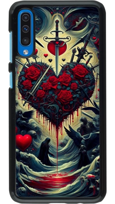 Samsung Galaxy A50 Case Hülle - Dunkle Liebe Herz Blut