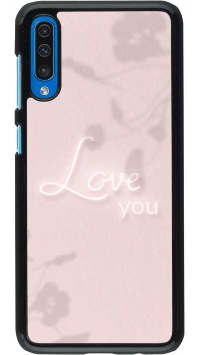 Coque Samsung Galaxy A50 - Valentine 2023 love you neon flowers shadows