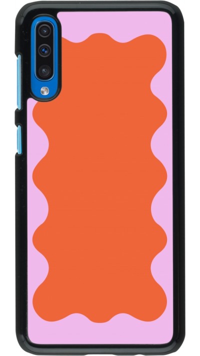 Coque Samsung Galaxy A50 - Wavy Rectangle Orange Pink