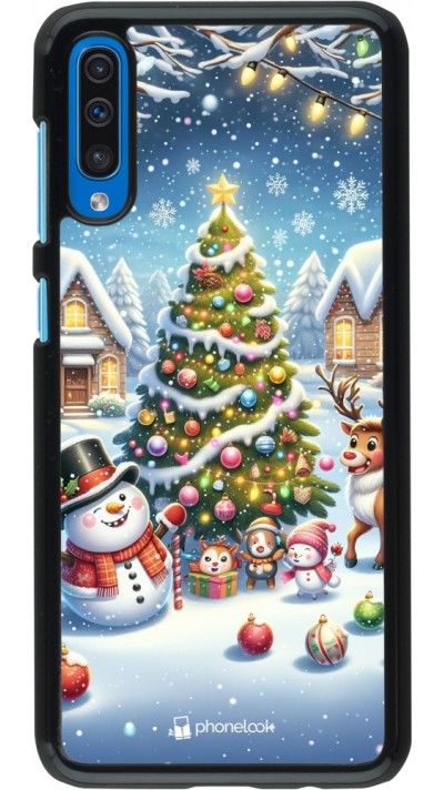 Coque Samsung Galaxy A50 - Noël 2023 bonhomme de neige et sapin