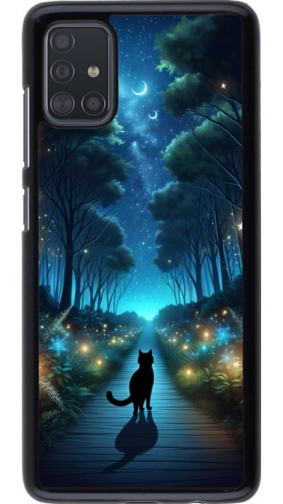 Coque Samsung Galaxy A51 - Chat noir promenade