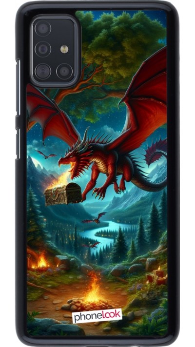 Samsung Galaxy A51 Case Hülle - Drache Fliegend Wald Schatz