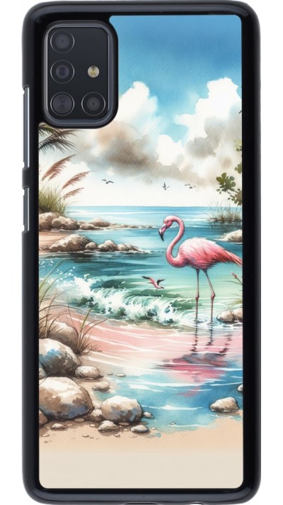 Coque Samsung Galaxy A51 - Flamant rose aquarelle