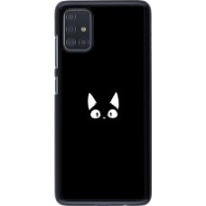 Coque Samsung Galaxy A51 - Funny cat on black