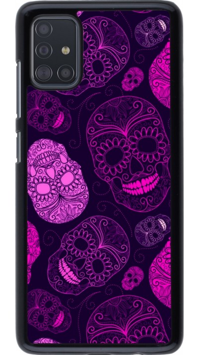 Samsung Galaxy A51 Case Hülle - Halloween 2023 pink skulls