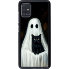 Samsung Galaxy A51 Case Hülle - Halloween 2025 Ghost with black cat