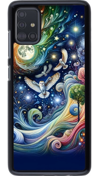 Coque Samsung Galaxy A51 - hibou volant floral