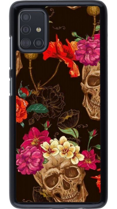 Hülle Samsung Galaxy A51 - Skulls and flowers