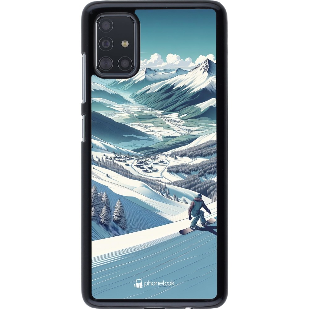 Samsung Galaxy A51 Case Hülle - Snowboarder Berg