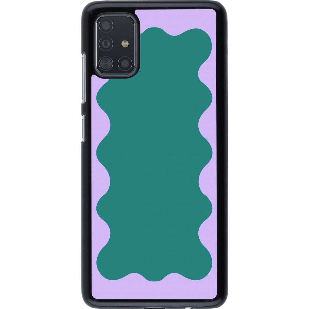 Samsung Galaxy A51 Case Hülle - Wavy Rectangle Green Purple