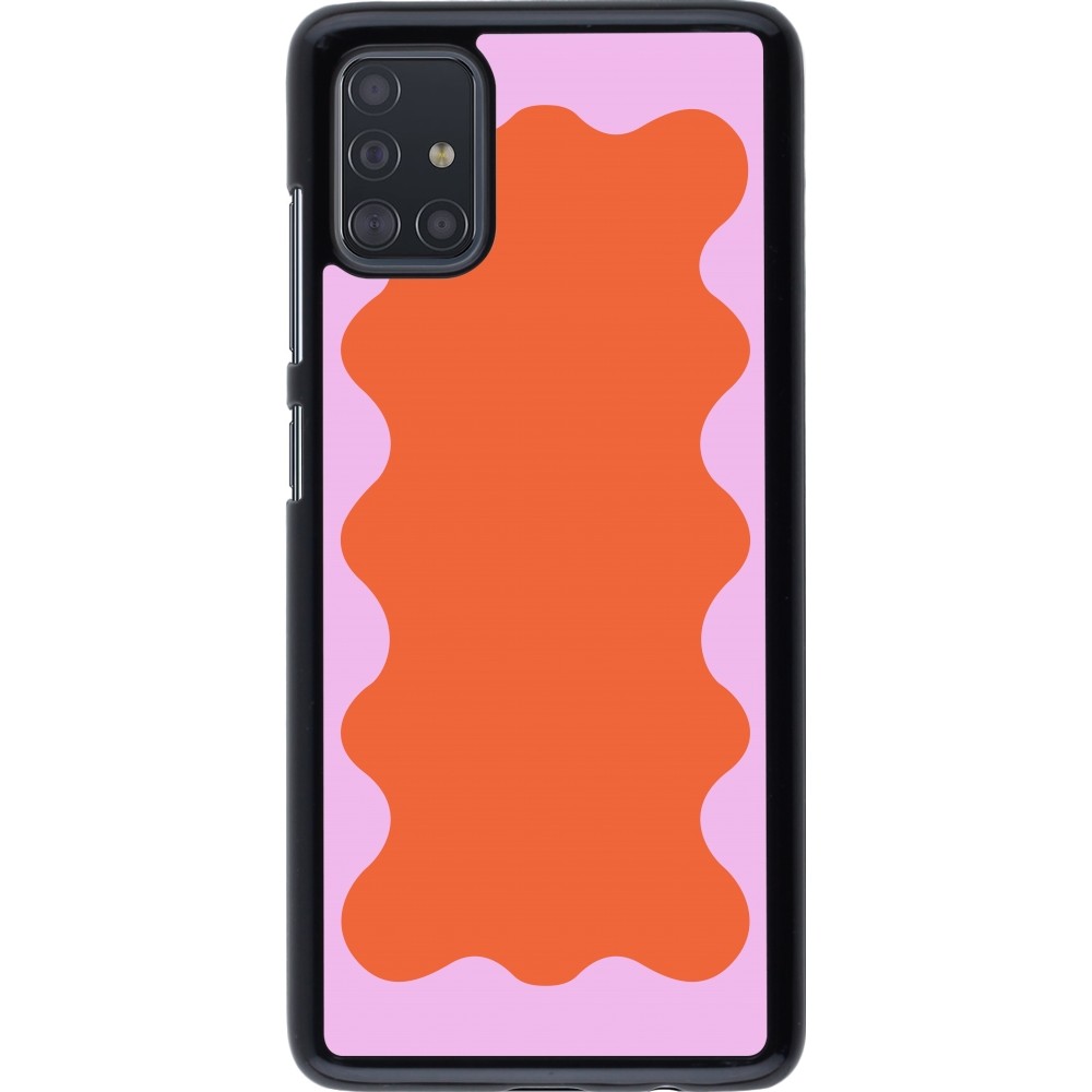 Samsung Galaxy A51 Case Hülle - Wavy Rectangle Orange Pink