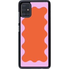 Samsung Galaxy A51 Case Hülle - Wavy Rectangle Orange Pink