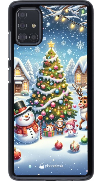Samsung Galaxy A51 Case Hülle - Weihnachten 2023 Schneemann und Tannenbaum