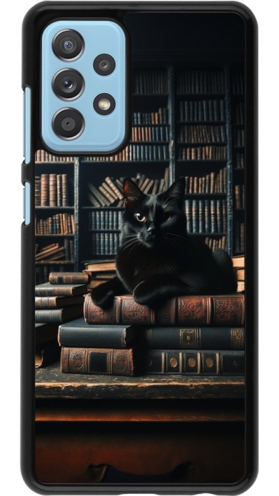 Samsung Galaxy A52 Case Hülle - Katze Bücher dunkel