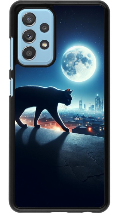 Samsung Galaxy A52 Case Hülle - Schwarze Katze unter dem Vollmond