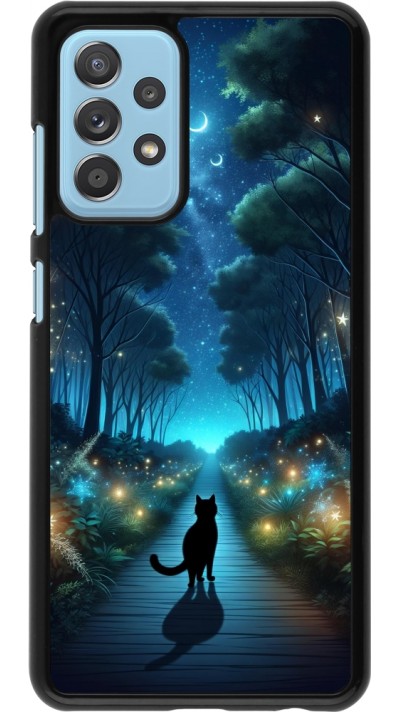 Samsung Galaxy A52 Case Hülle - Schwarze Katze Spaziergang