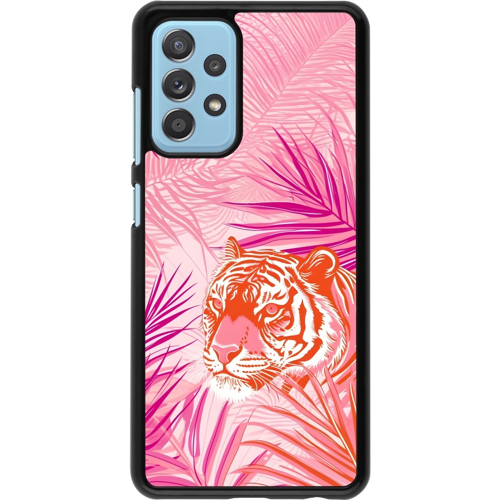 Samsung Galaxy A52 Case Hülle - Tiger Palmen rosa