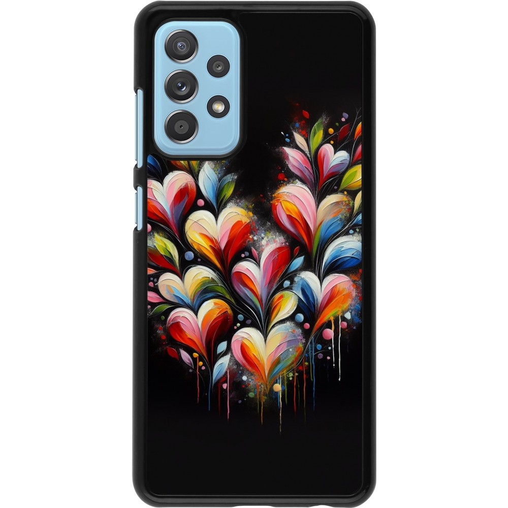 Samsung Galaxy A52 Case Hülle - Valentin 2024 Schwarzes Herz Abstrakt