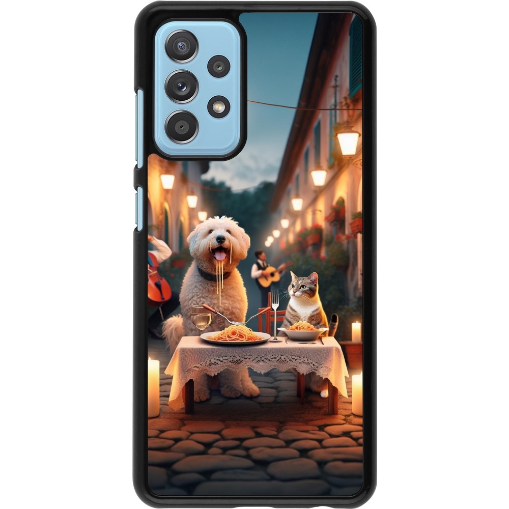 Samsung Galaxy A52 Case Hülle - Valentin 2024 Hund & Katze Kerzenlicht