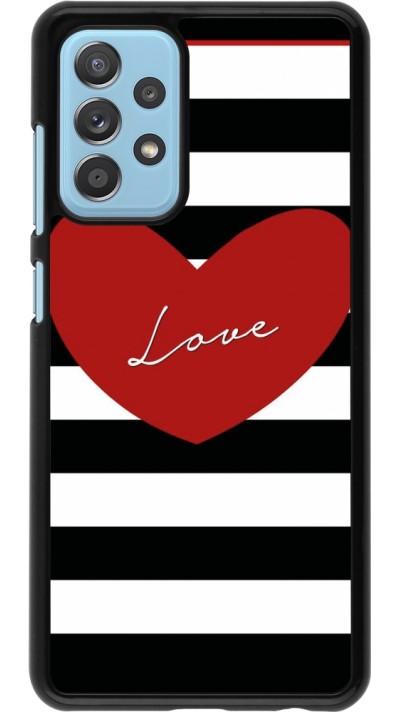 Coque Samsung Galaxy A52 - Valentine 2023 heart black and white lines