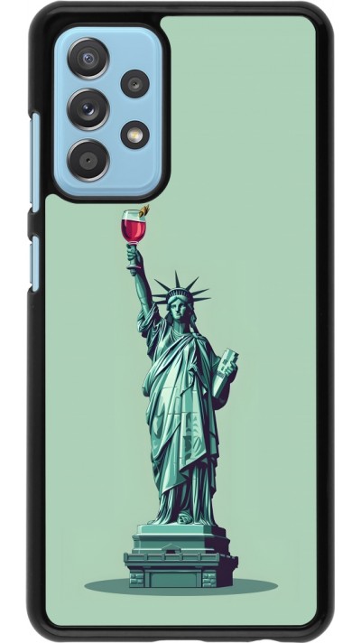 Samsung Galaxy A52 Case Hülle - Freiheitsstatue mit einem Glas Wein