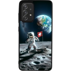 Coque Samsung Galaxy A52 - Silicone rigide noir Astro Suisse sur lune