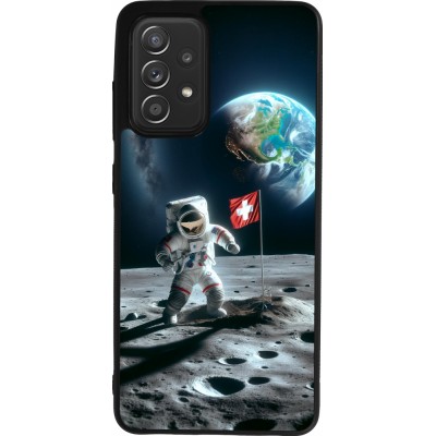 Coque Samsung Galaxy A52 - Silicone rigide noir Astro Suisse sur lune