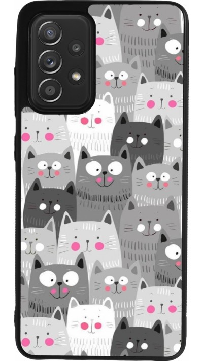 Samsung Galaxy A52 Case Hülle - Silikon schwarz Katzenschwärme