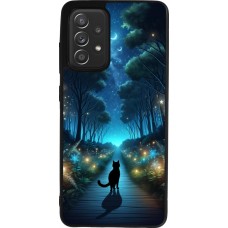 Samsung Galaxy A52 Case Hülle - Silikon schwarz Schwarze Katze Spaziergang