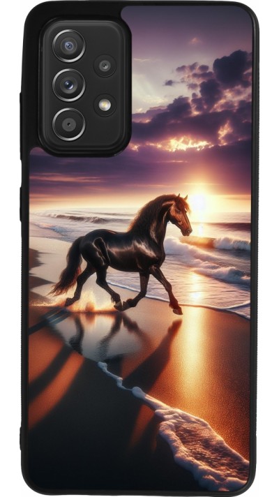 Samsung Galaxy A52 Case Hülle - Silikon schwarz Pferd majestätisch Strand