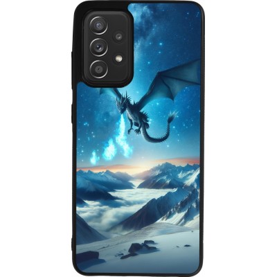 Coque Samsung Galaxy A52 - Silicone rigide noir Dragon nocturne montagne