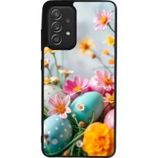 Coque Samsung Galaxy A52 - Silicone rigide noir Easter 2026 Eggs with flowers
