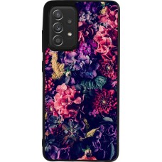 Samsung Galaxy A52 Case Hülle - Silikon schwarz Flowers Dark