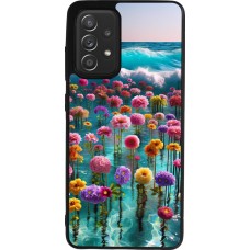 Coque Samsung Galaxy A52 - Silicone rigide noir Flower sea waves