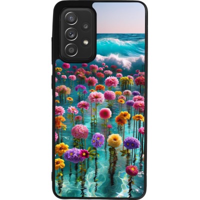 Samsung Galaxy A52 Case Hülle - Silikon schwarz Blumenmeer Wellen