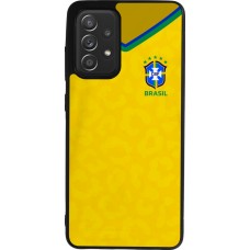 Coque Samsung Galaxy A52 - Silicone rigide noir Maillot de football Brésil 2022 personnalisable